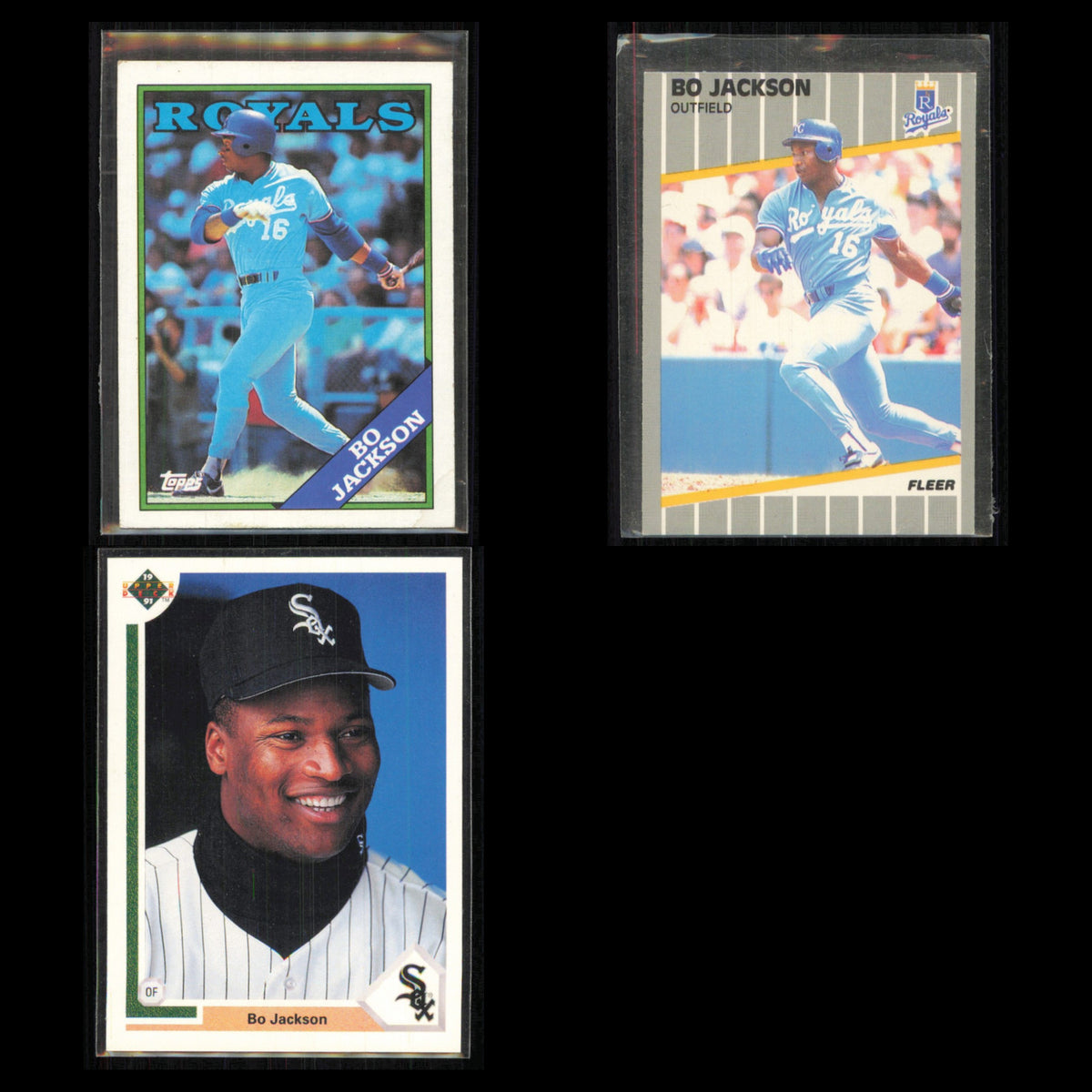 Bo Jackson Lot 3 Baseball Cards 1988 Topps Kansas City Royals Set Collection MLB