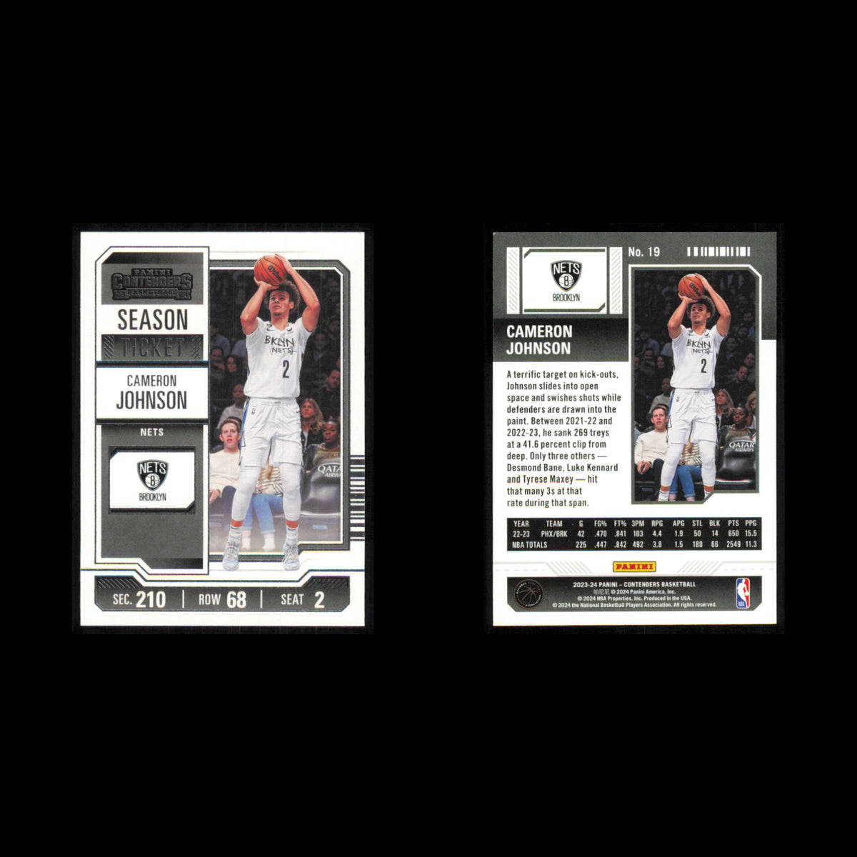Cameron Johnson #19 2023 Panini Contenders Brooklyn Nets Basketball Card NBA NM