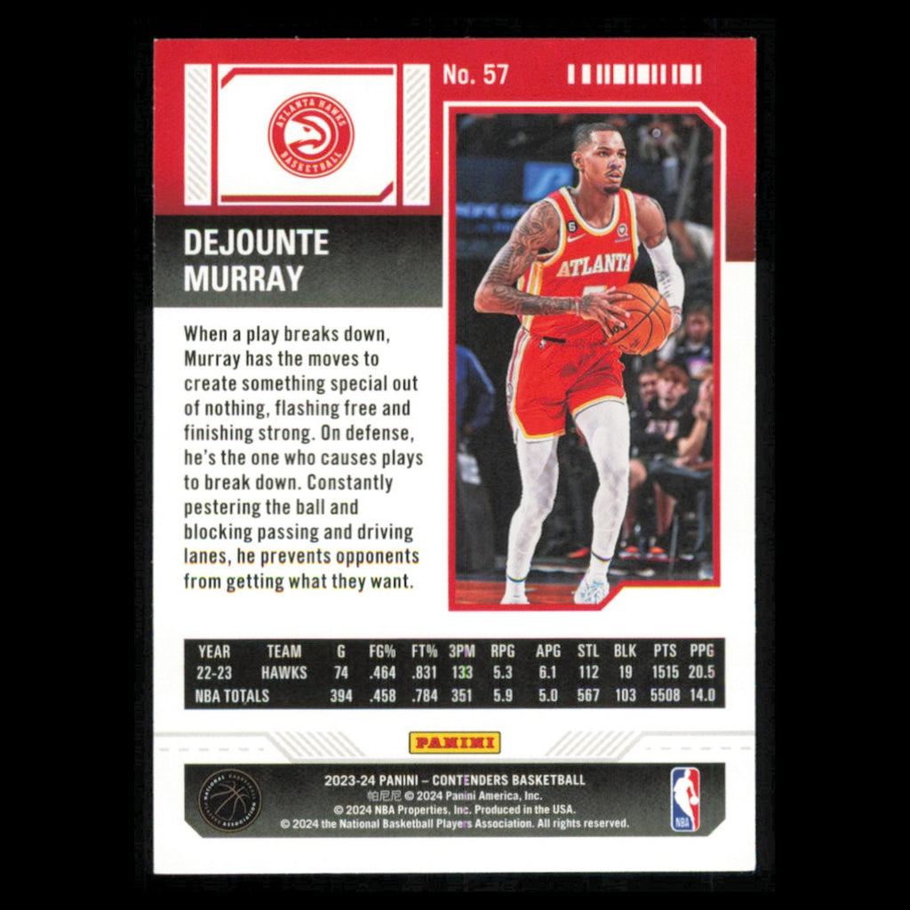 Dejounte Murray #57 2023 Panini Contenders Atlanta Hawks Basketball Card NBA NM