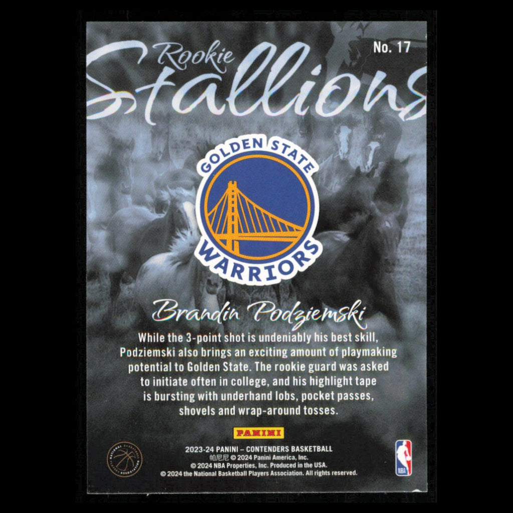 Brandin Podziemski #17 2023 Panini Contenders Golden State Warriors Basketball