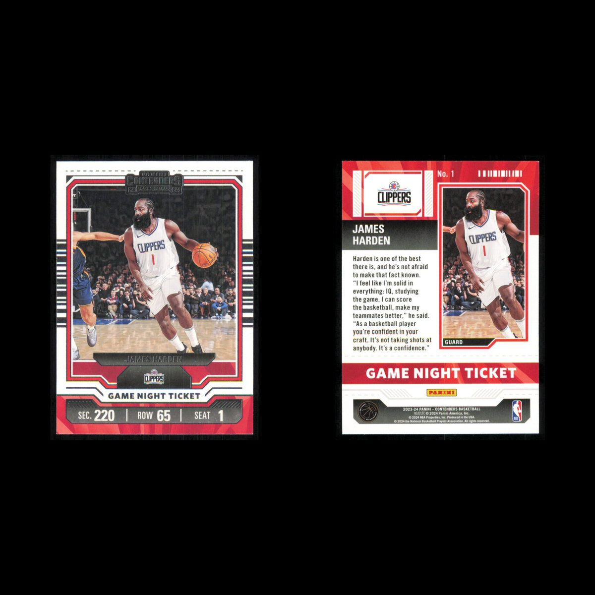 James Harden #1 2023 Panini Contenders Los Angeles Clippers Basketball Card NBA