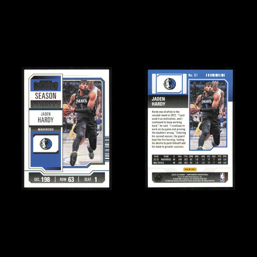 Jaden Hardy #51 2023 Panini Contenders Dallas Mavericks Basketball Card NBA NM