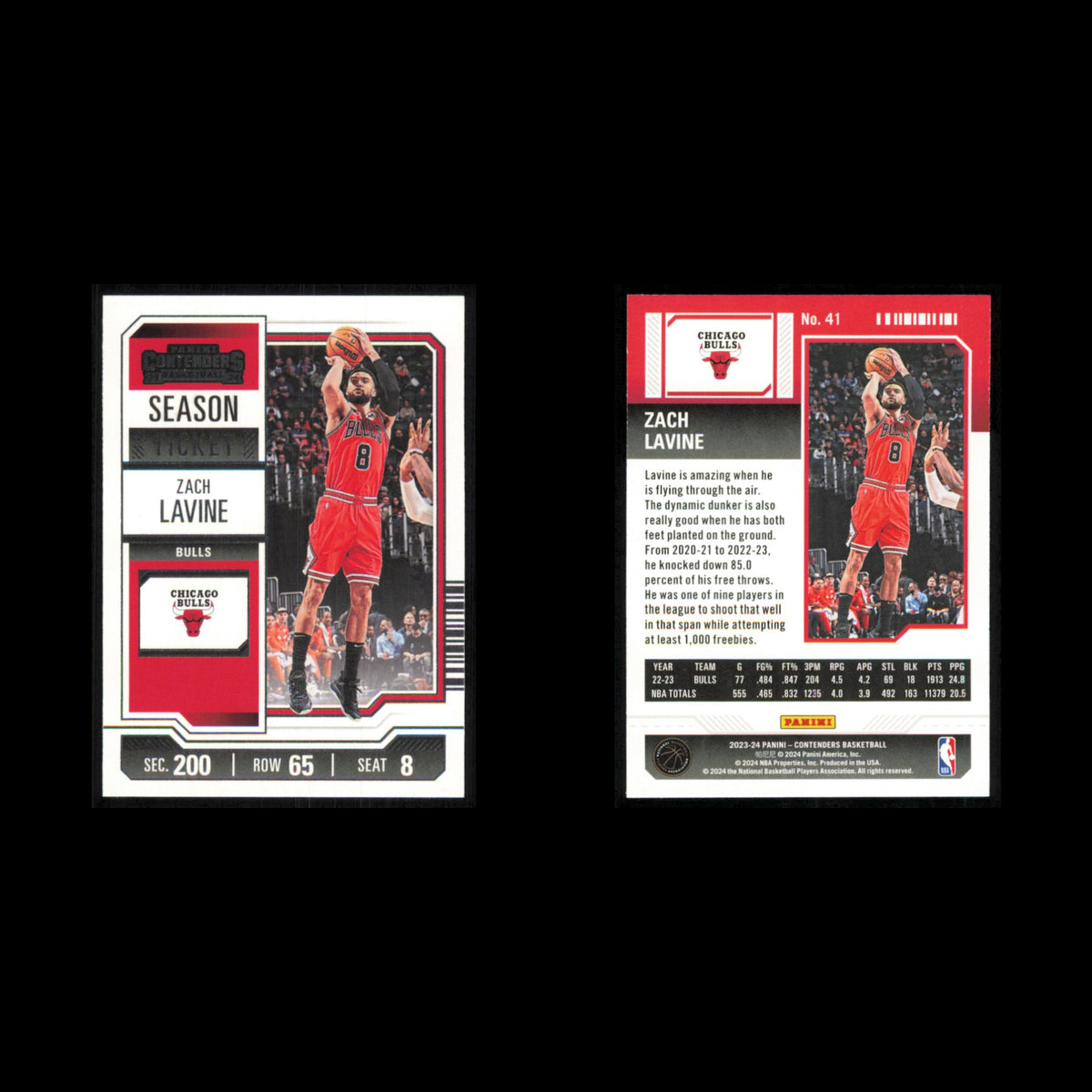 Zach LaVine #41 2023 Panini Contenders Chicago Bulls Basketball Card NBA NM