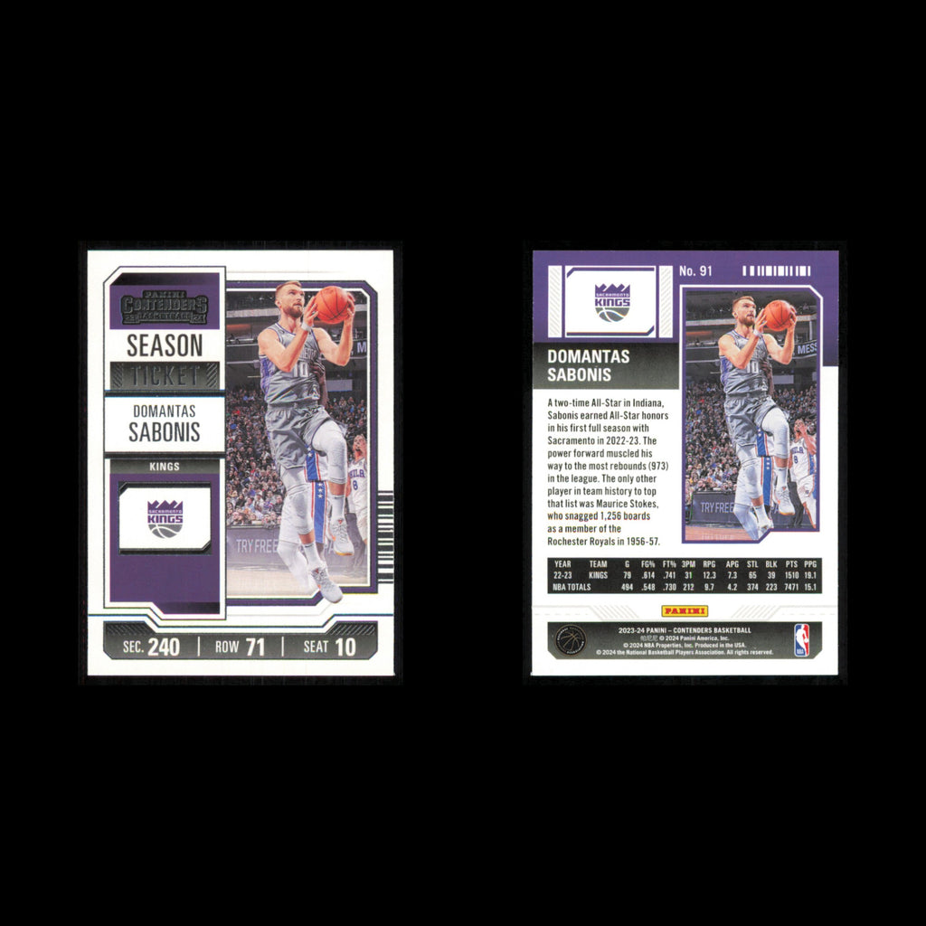Domantas Sabonis #91 2023 Panini Contenders Sacramento Kings Basketball Card NBA