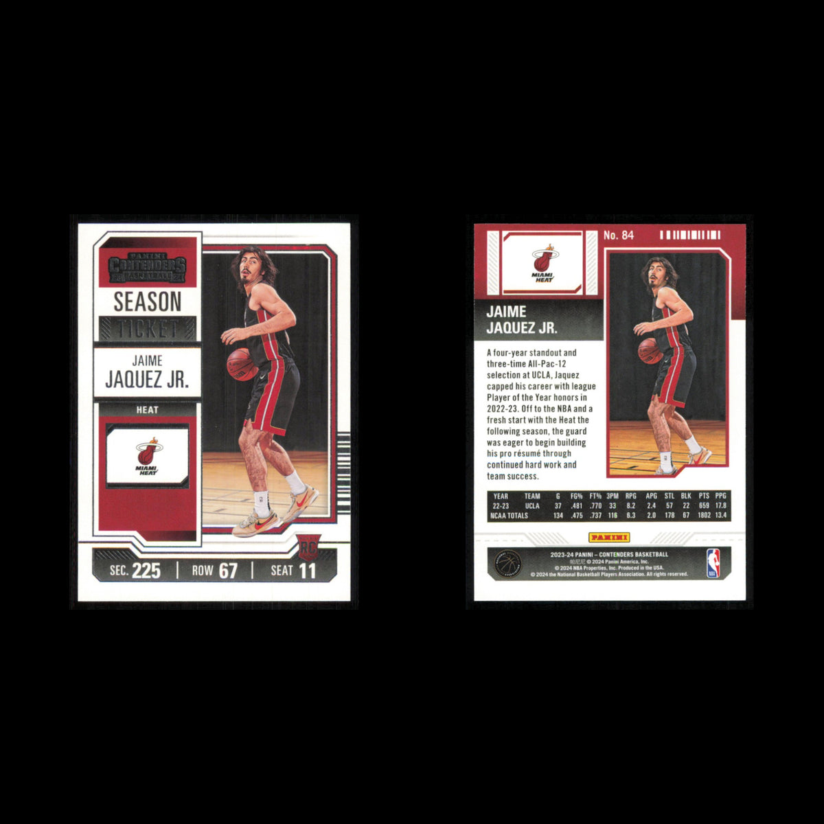 Jaime Jaquez Jr. Rookie #84 2023 Panini Contenders Miami Heat Basketball Card NM