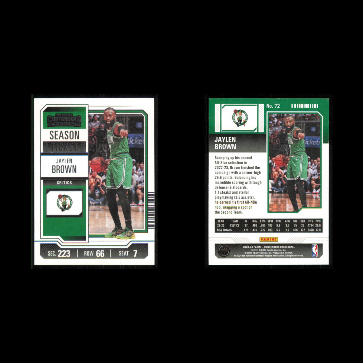 Jaylen Brown #72 2023 Panini Contenders Boston Celtics Basketball Card NBA NM