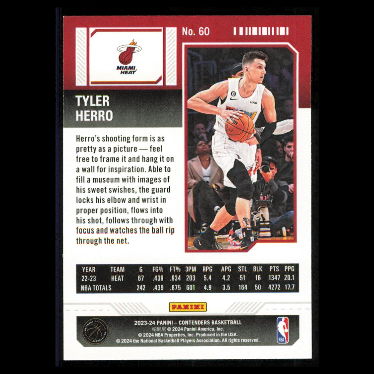Tyler Herro #60 2023 Panini Contenders Miami Heat Basketball Card NBA NM