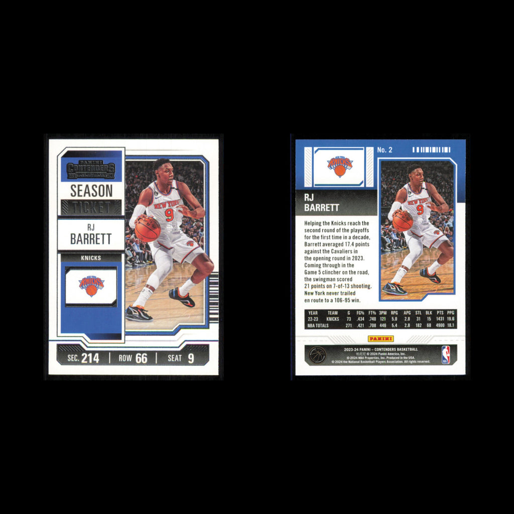 RJ Barrett #2 2023 Panini Contenders New York Knicks Basketball Card NBA NM