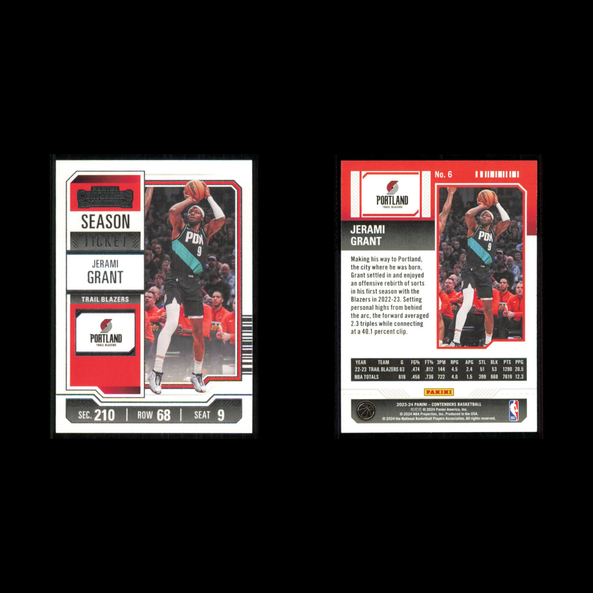 Jerami Grant #6 2023 Panini Contenders Portland Trail Blazers Basketball Card NM