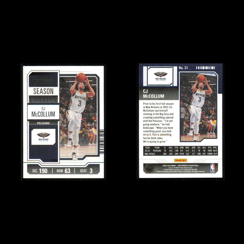 CJ McCollum #31 2023 Panini-Contenders New Orleans Pelicans Basketball Card NBA