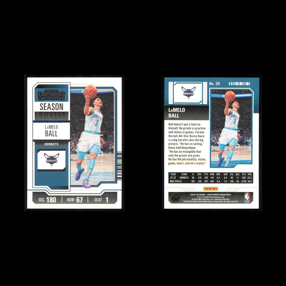 LaMelo Ball #26 2023 Panini-Contenders Charlotte Hornets Basketball Card NBA NM