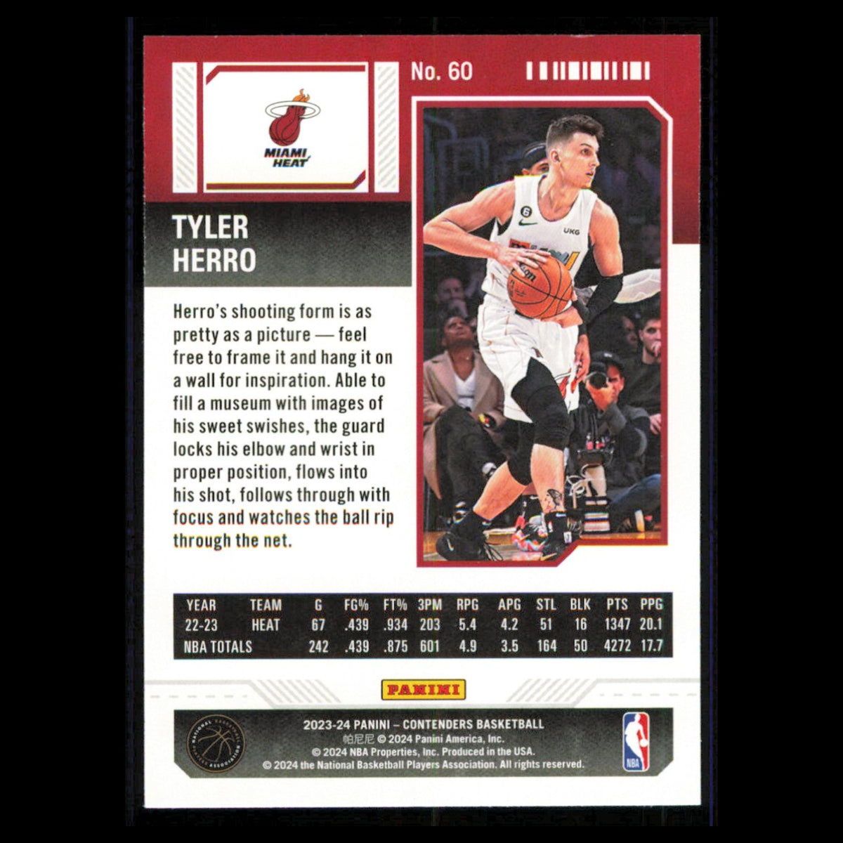 Tyler Herro #60 2023 Panini Contenders Miami Heat Basketball Card NBA NM
