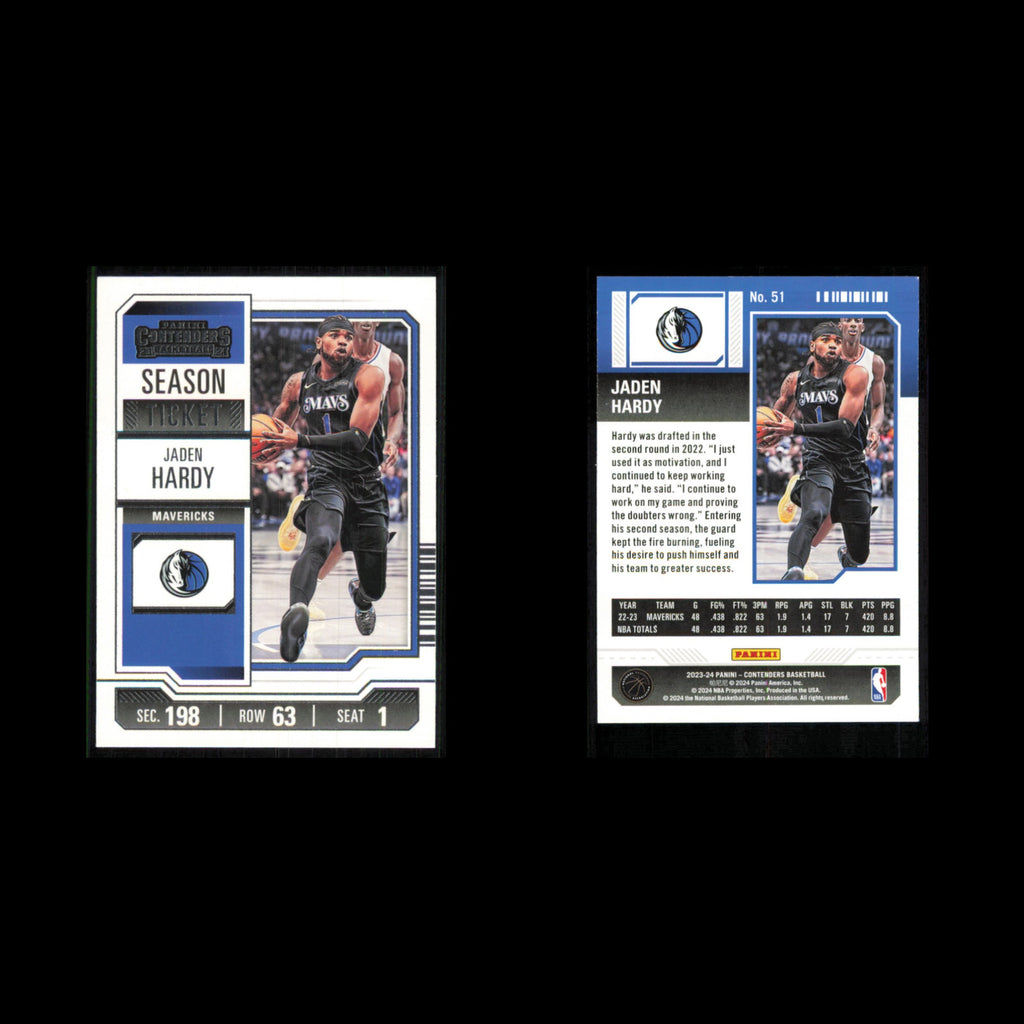 Jaden Hardy #51 2023 Panini Contenders Dallas Mavericks Basketball Card NBA NM