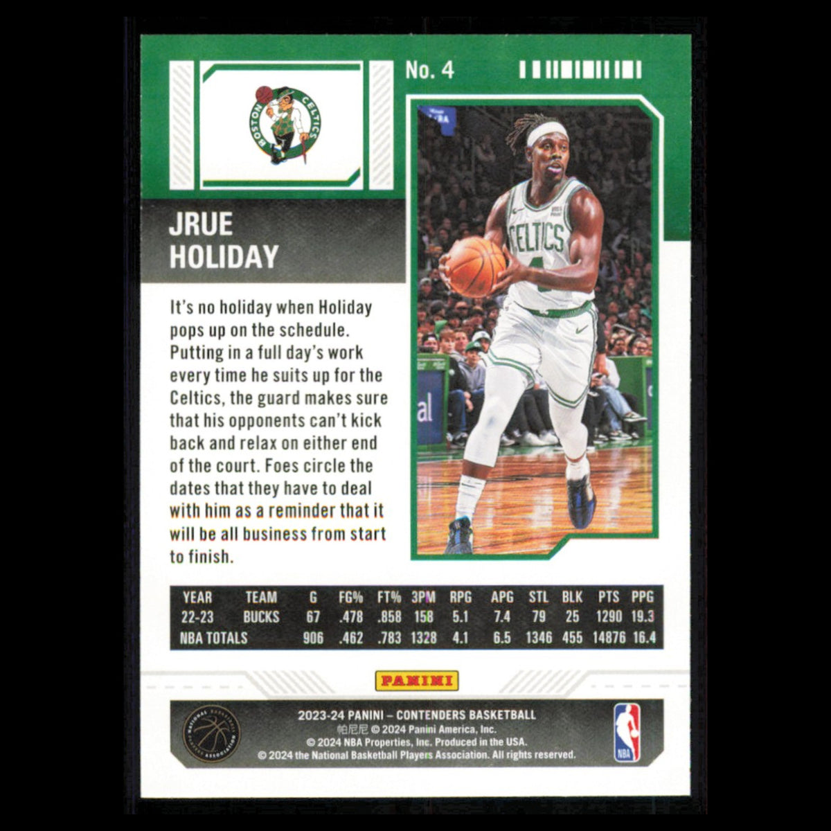 Jrue Holiday #4 2023 Panini-Contenders Boston Celtics Basketball Card NBA NM