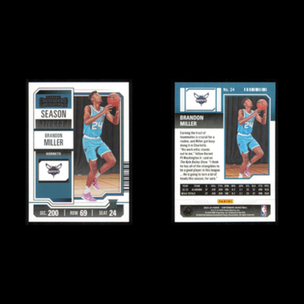 Brandon Miller Rookie #24 2023 Panini-Contenders Charlotte Hornets Basketball NM