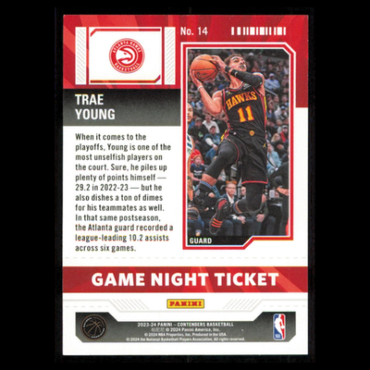 Trae Young #14 2023 Panini-Contenders Atlanta Hawks Basketball Card NBA NM