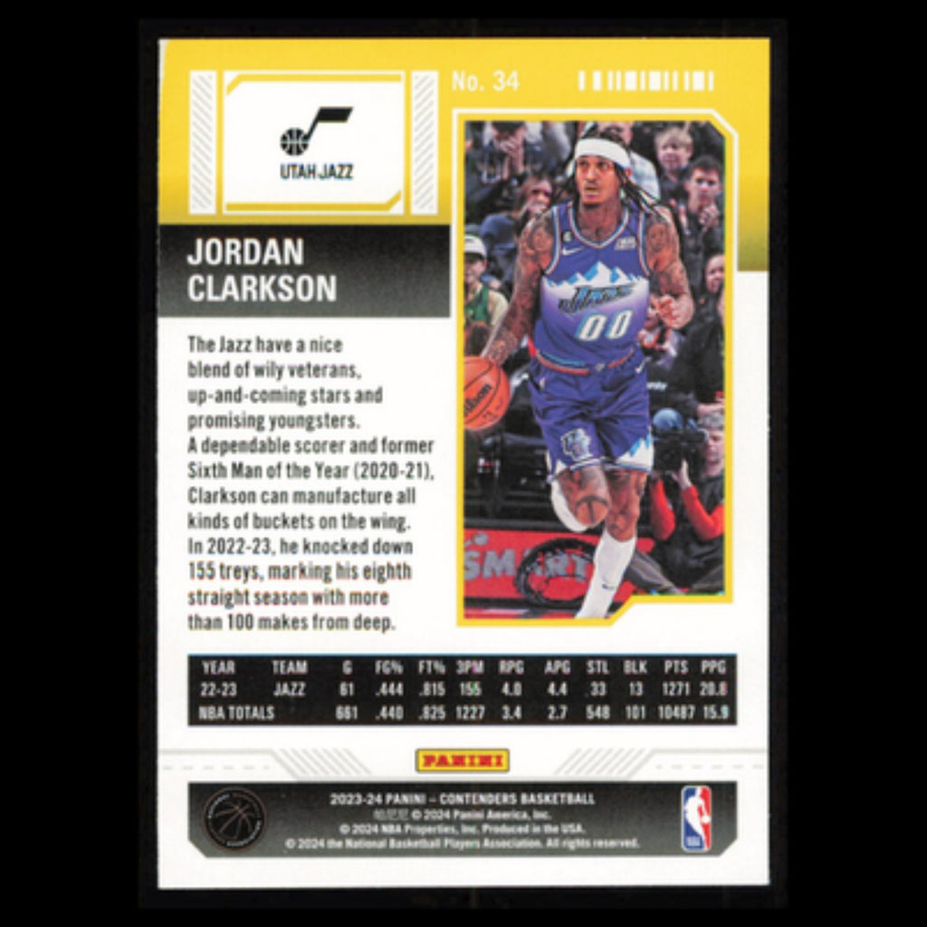 Jordan Clarkson #34 2023 Panini Contenders Utah Jazz Basketball Card NBA NM