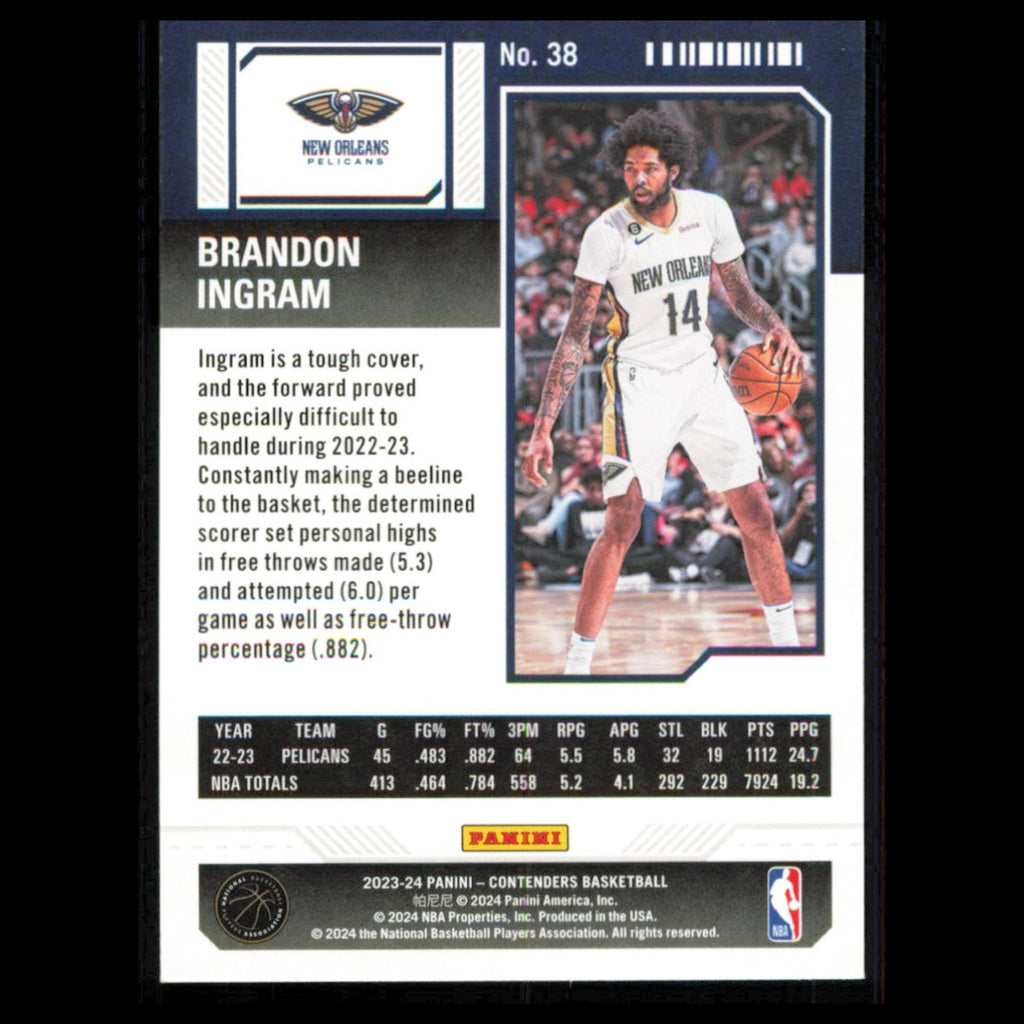 Brandon Ingram #38 2023 Panini-Contenders New Orleans Pelicans Basketball Card