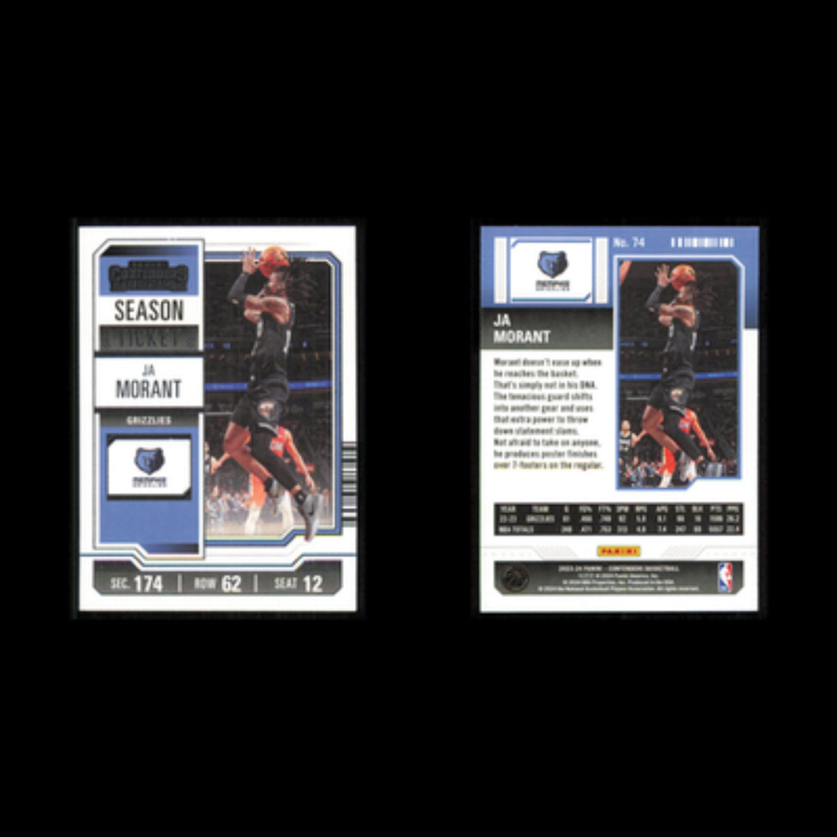 Ja Morant #74 2023 Panini Contenders Memphis Grizzlies Basketball Card NBA NM