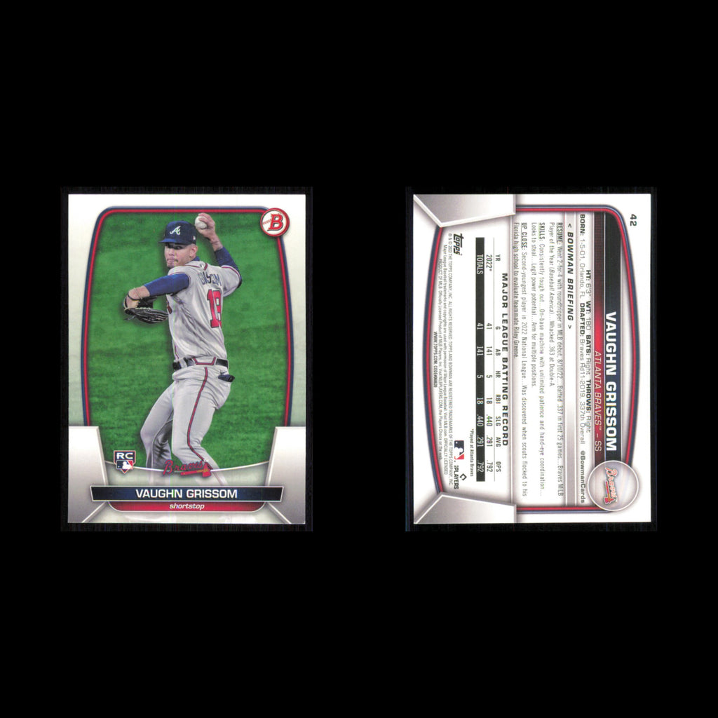 Vaughn Grissom Rookie #42 2023 Bowman Atlanta Braves Baseball Card MLB NM