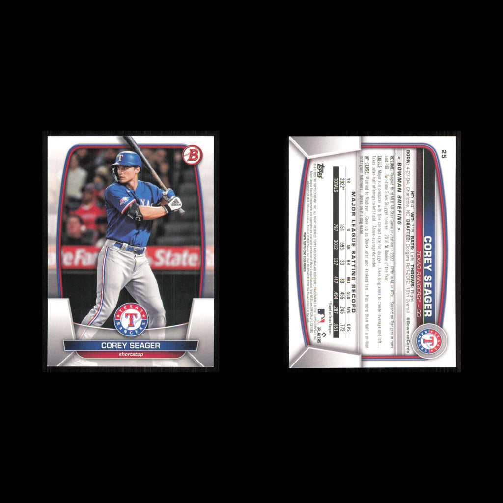Corey Seager #25 2023 Bowman Texas Rangers Baseball Card MLB NM