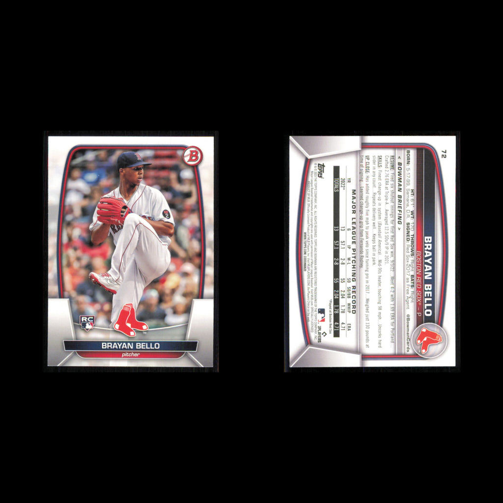 Brayan Bello Rookie #72 2023 Bowman Boston Red Sox Baseball Card MLB NM