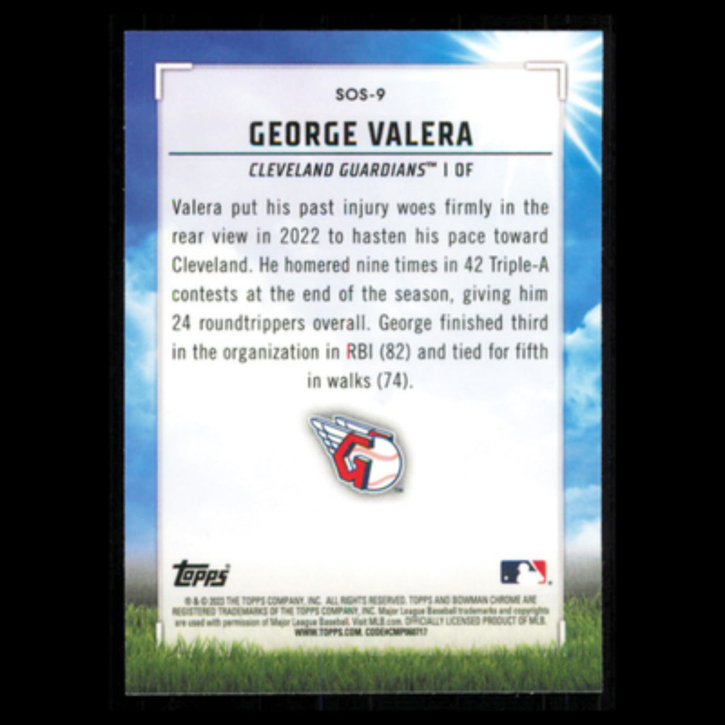 George Valera #SOS-9 2023 Bowman Chrome Prospects Cleveland Guardians Baseball