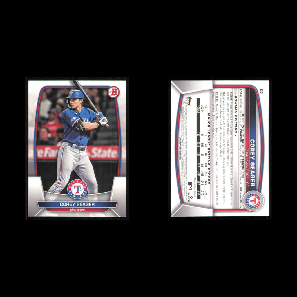 Corey Seager #25 2023 Bowman Texas Rangers Baseball Card MLB NM