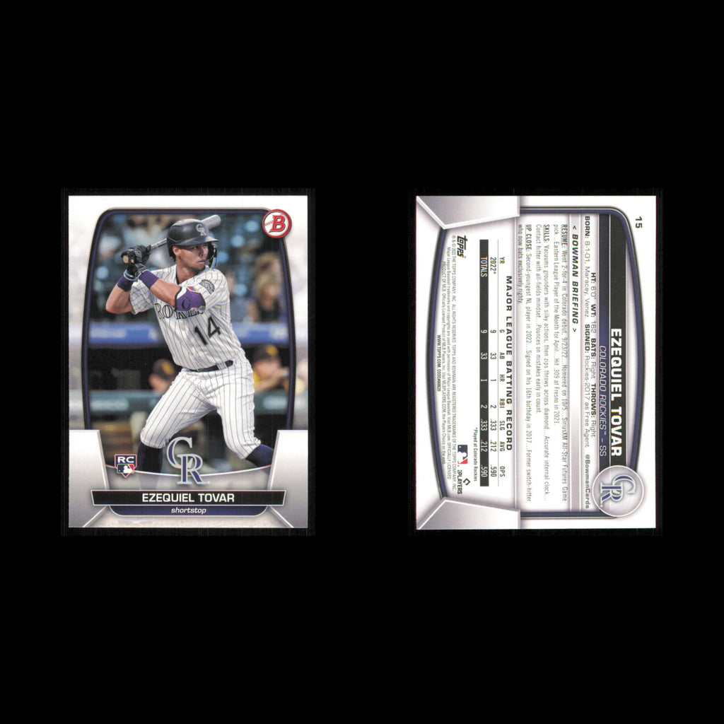 Ezequiel Tovar Rookie #15 2023 Bowman Colorado Rockies Baseball Card MLB NM