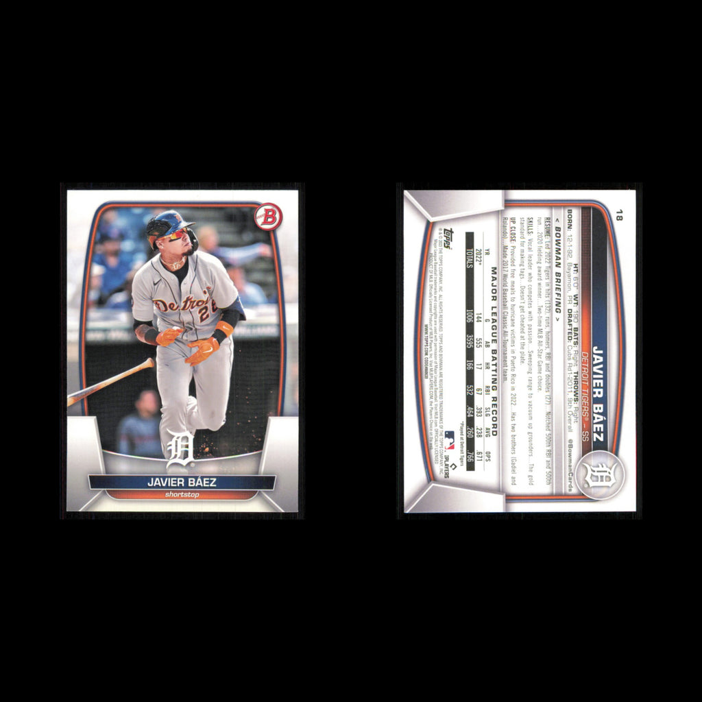 Javier Baez #18 2023 Bowman Detroit Tigers Baseball Card MLB NM