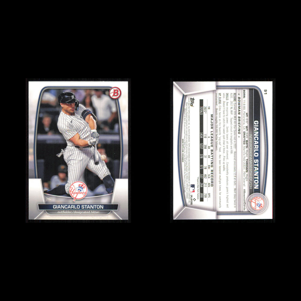 Giancarlo Stanton #91 2023 Bowman New York Yankees Baseball Card MLB NM