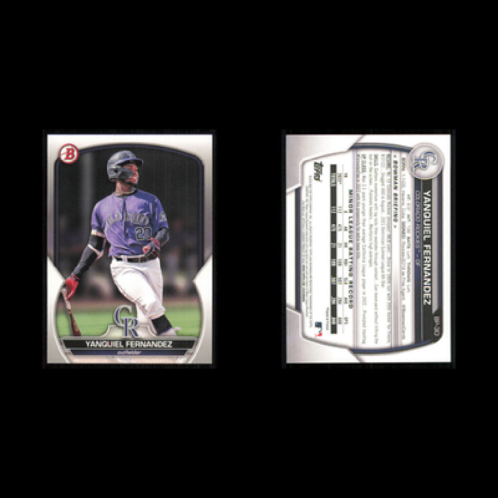 Yanquiel Fernandez #BP-30 2023 Bowman Prospects Colorado Rockies Baseball Card