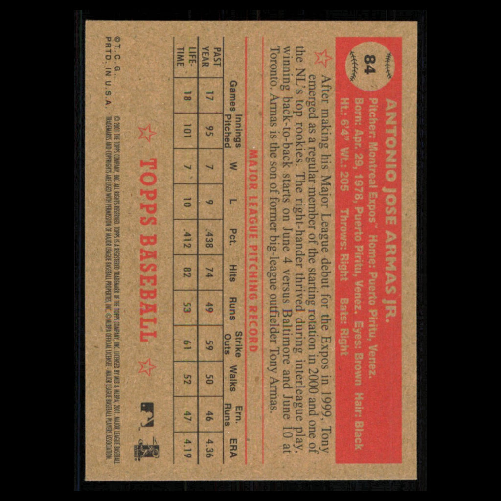 Tony Armas Jr. #84 2001 Topps Heritage Montreal Expos Baseball Card MLB NM