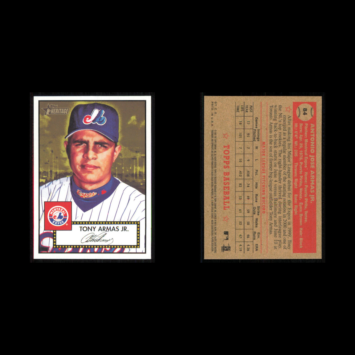 Tony Armas Jr. #84 2001 Topps Heritage Montreal Expos Baseball Card MLB NM