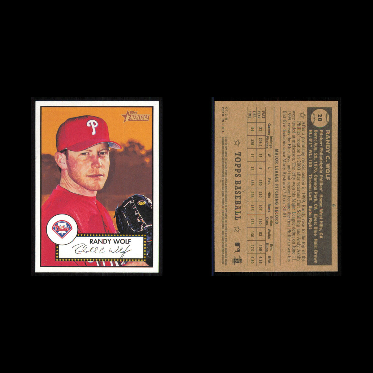 Randy Wolf #28 2001 Topps Heritage Philadelphia Phillies Baseball Card MLB NM