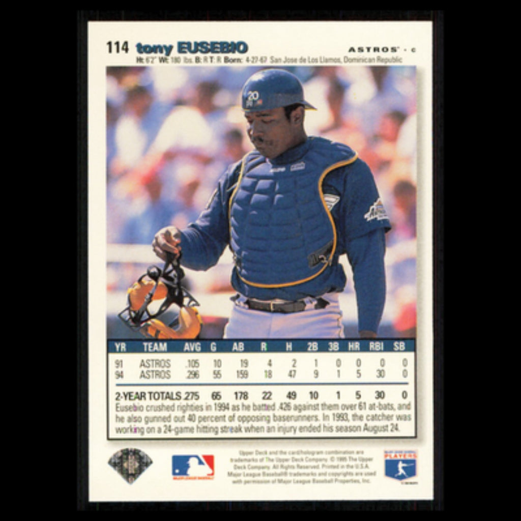 Tony Eusebio #114 1995 Upper Deck Collectors Choice Houston Astros Baseball Card