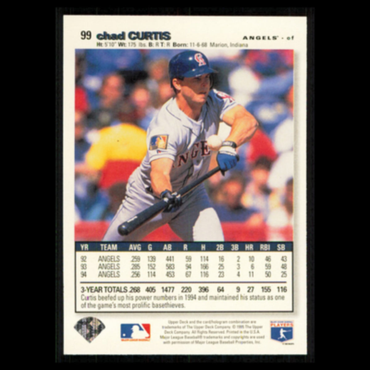 Chad Curtis #99 1995 Upper Deck Collectors Choice California Angels Baseball MLB