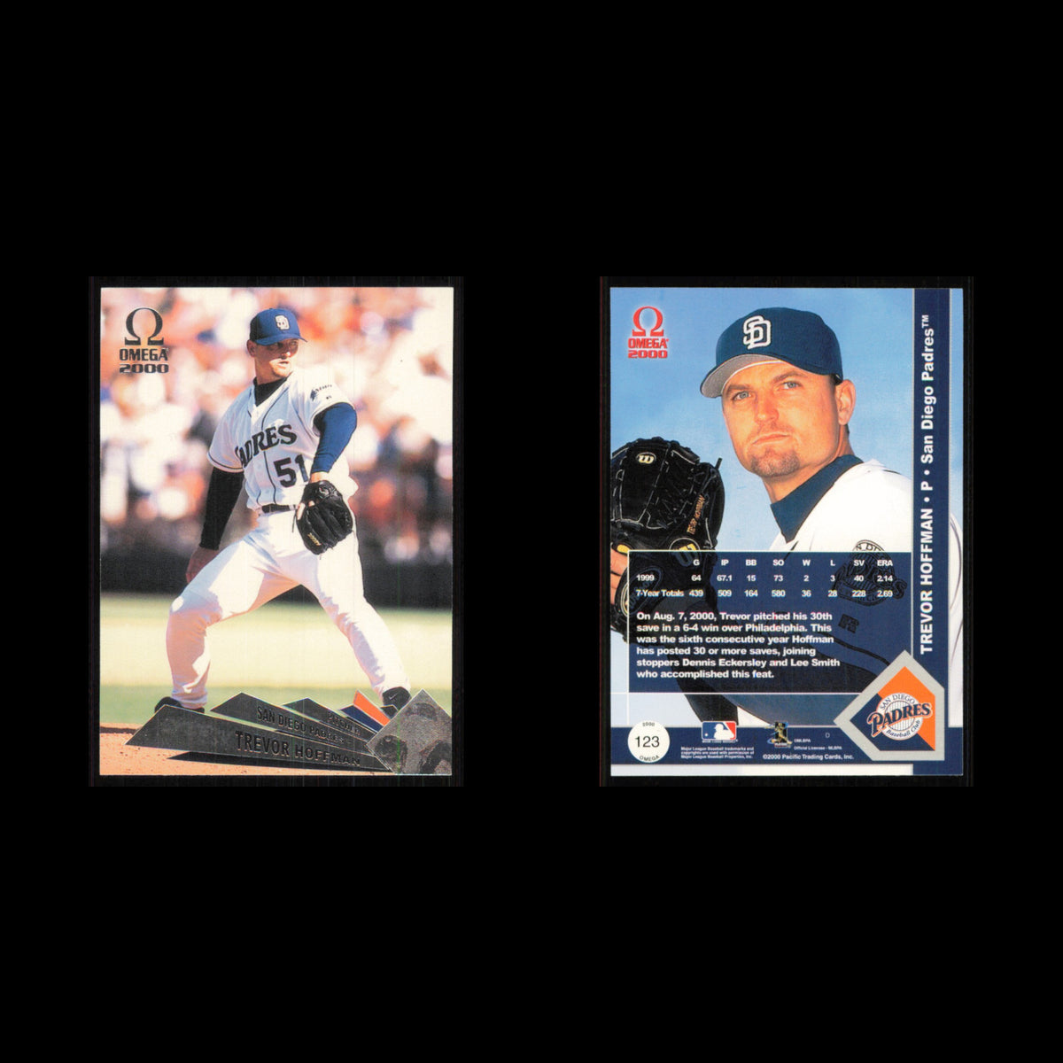 Trevor Hoffman #123 2000 Pacific Omega San Diego Padres Baseball Card MLB NM