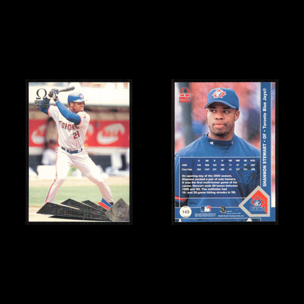 Shannon Stewart #149 2000 Pacific Omega Toronto Blue Jays Baseball Card MLB NM