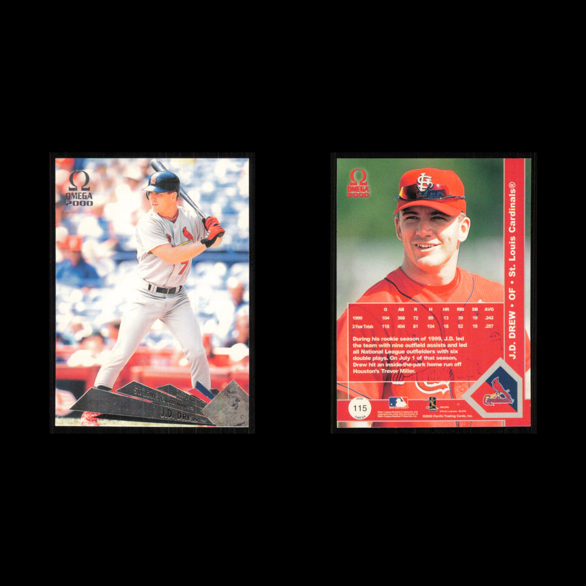 J.D. Drew #115 2000 Pacific Omega St. Louis Cardinals Baseball Card MLB NM