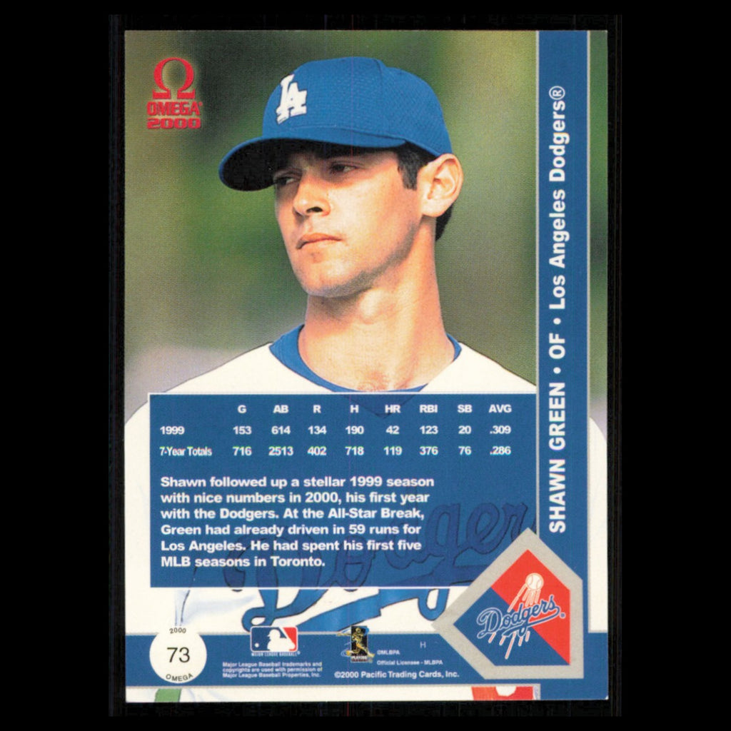 Shawn Green #73 2000 Pacific Omega Los Angeles Dodgers Baseball Card MLB NM