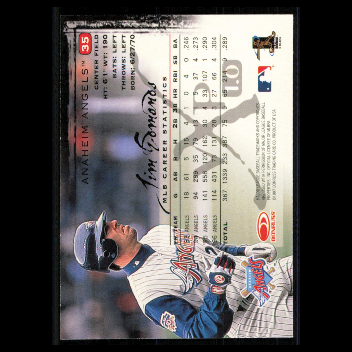 Jim Edmonds #35 1997 Donruss VxP 1.0 Anaheim Angels Baseball Card MLB NM