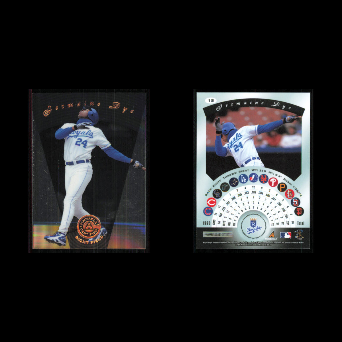 Jermaine Dye #15 1997 Pinnacle Certified Kansas City Royals Baseball Card MLB NM