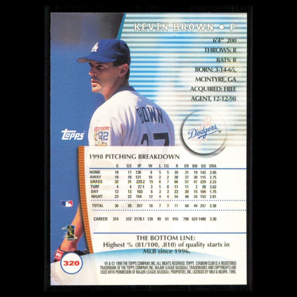 Kevin Brown #320 1999 Topps Stadium Club Florida Marlins Baseball Card MLB NM