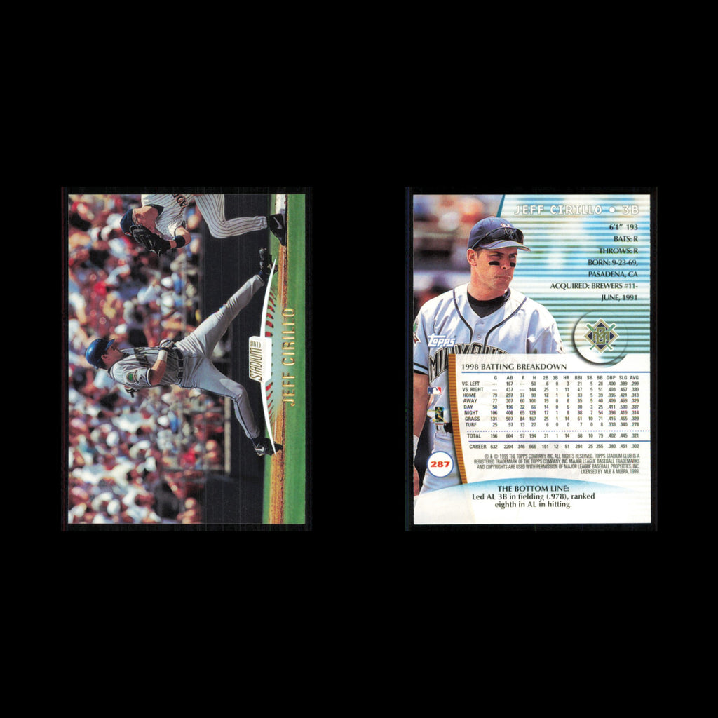 Jeff Cirillo #287 1999 Topps Stadium Club Milwaukee Brewers Baseball Card MLB NM