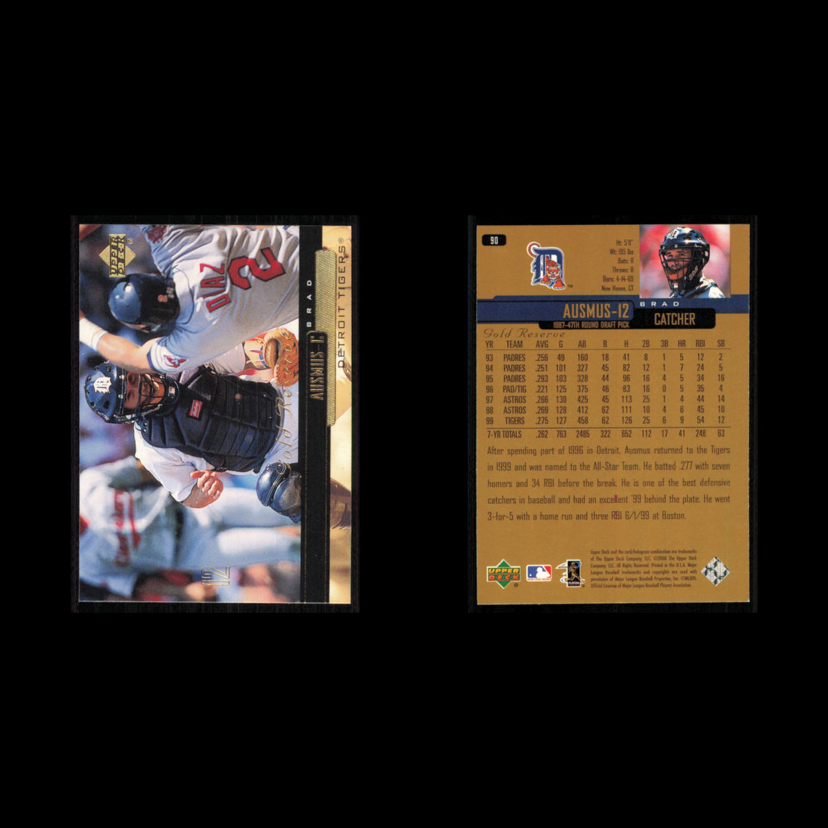 Brad Ausmus #90 2000 Upper Deck Gold Reserve Detroit Tigers Baseball Card MLB NM
