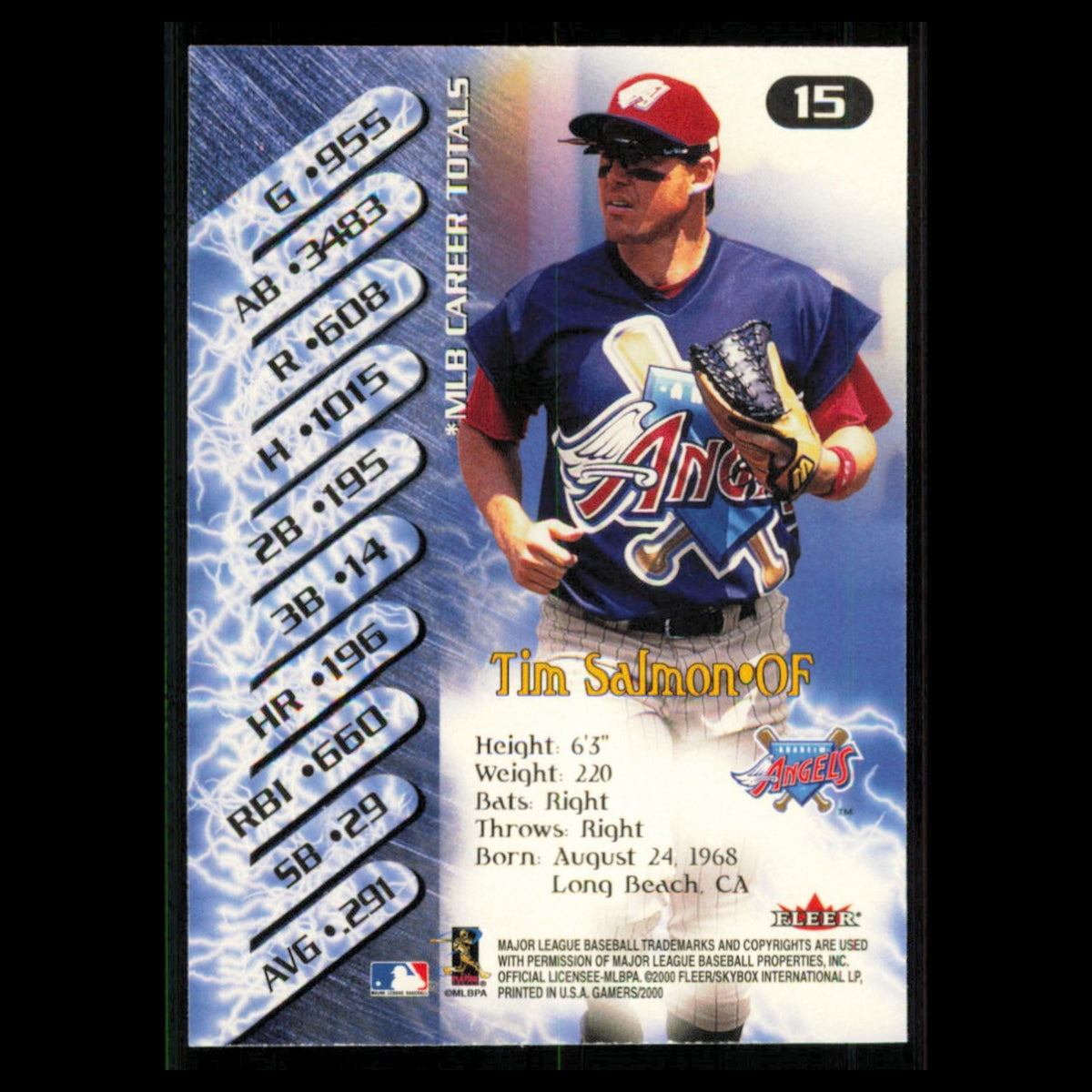 Tim Salmon #15 2000 Fleer Gamers Anaheim Angels Baseball Card MLB NM
