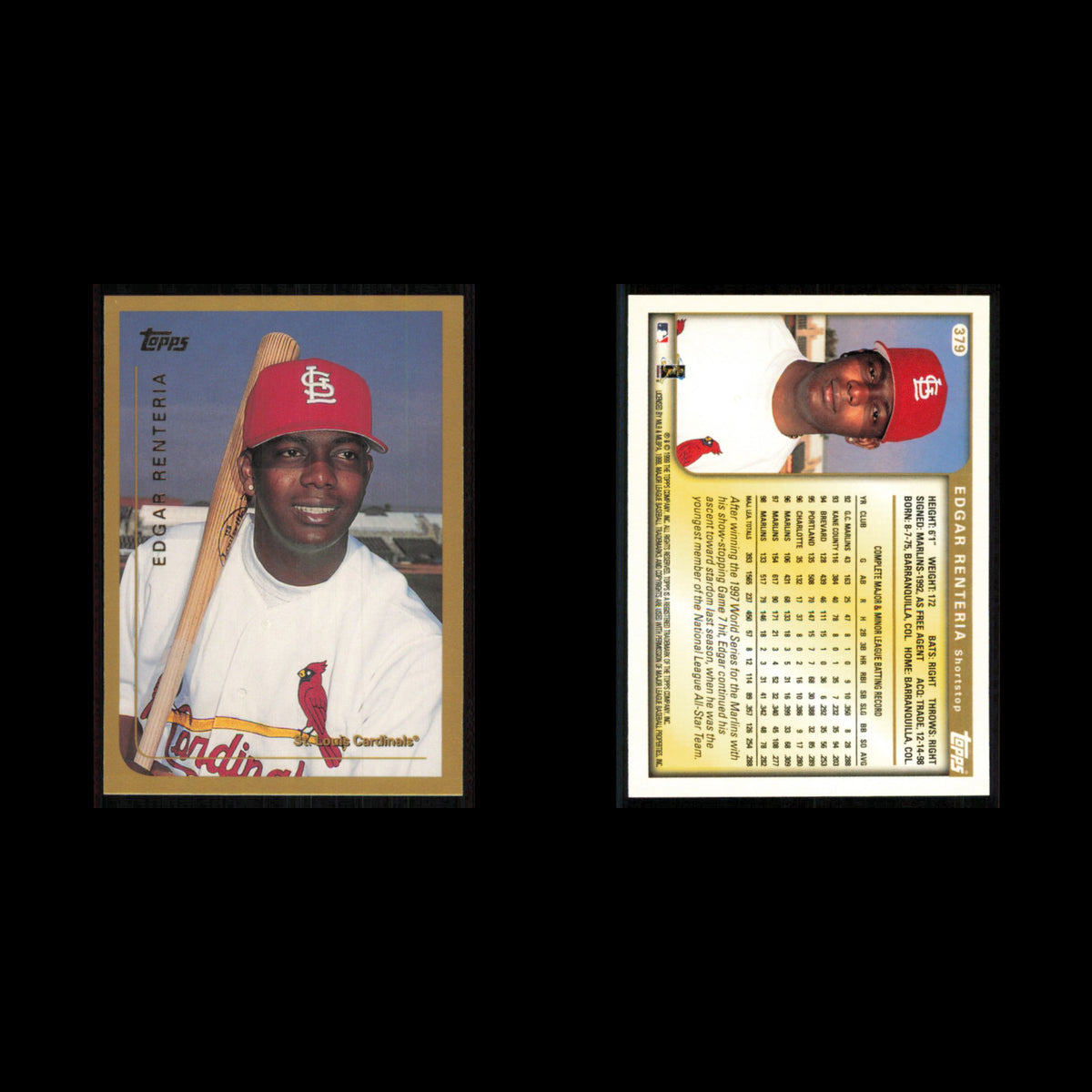 Edgar Renteria #379 1999 Topps St. Louis Cardinals Baseball Card MLB NM
