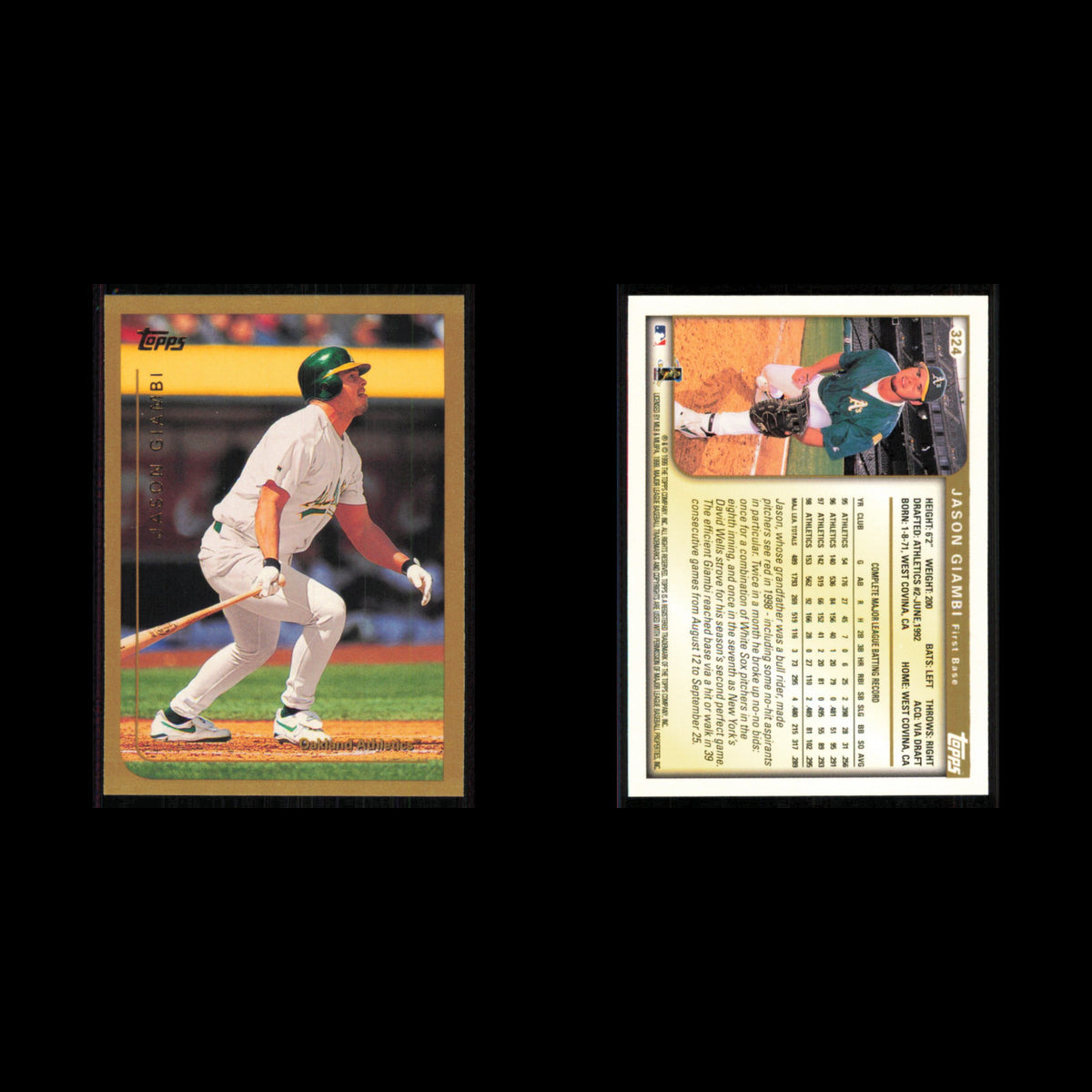 Jason Giambi #324 1999 Topps Oakland Athletics Baseball Card MLB NM