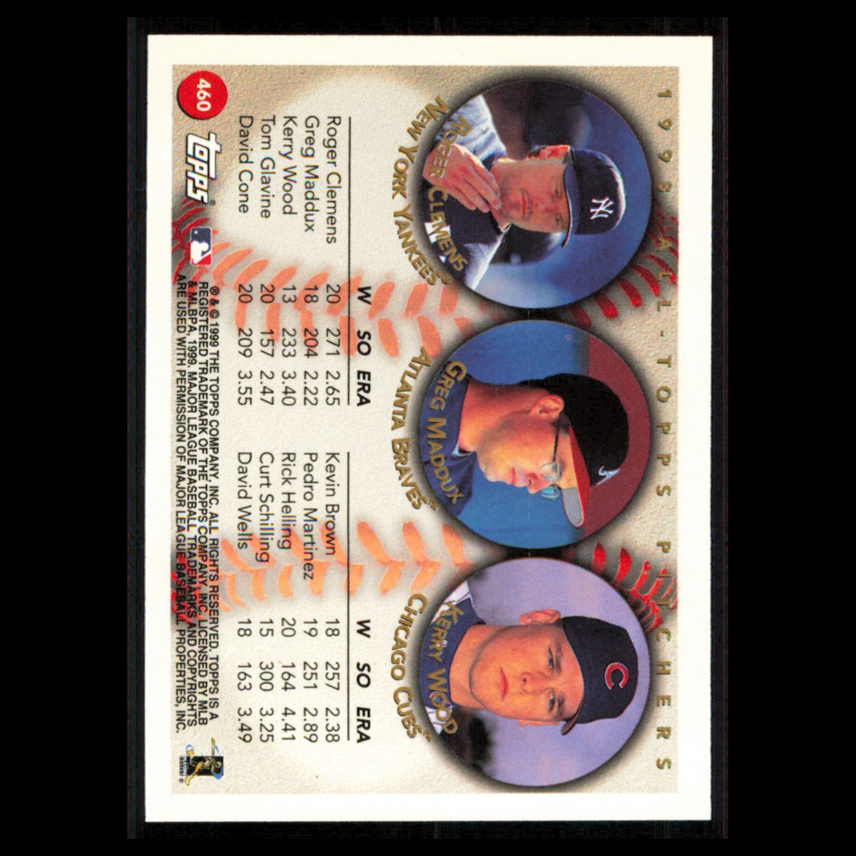 Roger Clemens/Greg Maddux/Kerry Wood #460 1999 Topps Baseball Card MLB NM